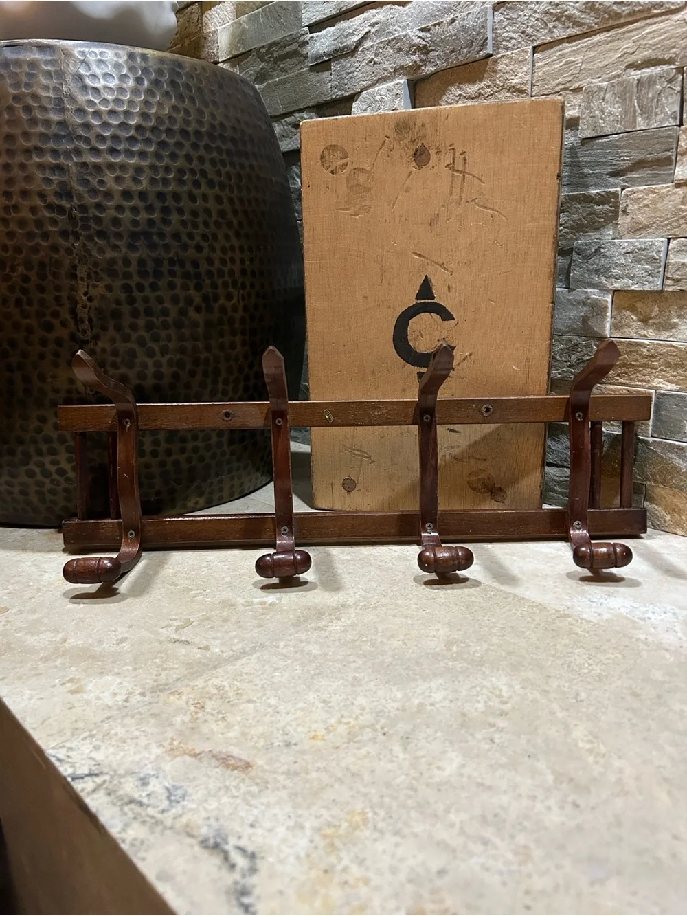 Vintage 1960s Thonet style wall mounted coat rack